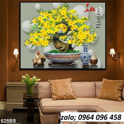 tranh gạch ốp tường 3d cây mai - SX54