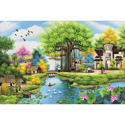 Tranh gạch 3d phong cảnh đồng quê - SKH41