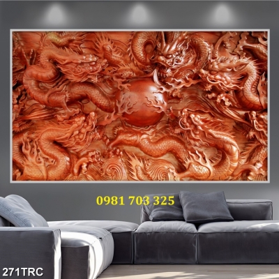 Tranh gạch con rồng 3D phong thủy dán tường
