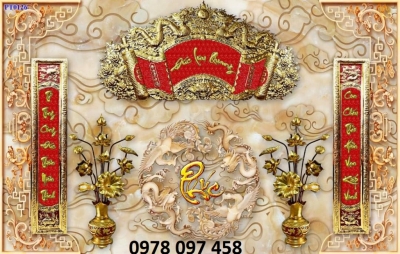 Phòng thờ gia tiên - gạch tranh dán tường