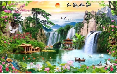 tranh gạch phong cảnh đồng quê 3d - KDVC55