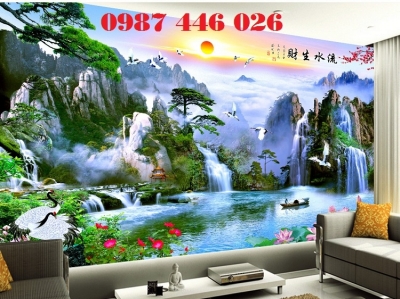 Gạch tranh phòng khách ốp tường đẹp 3d