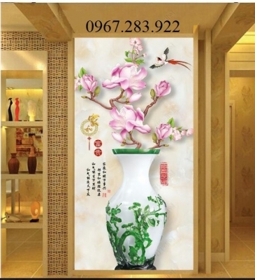 Gạch tranh- Tranh hoa 3D khổ dọc