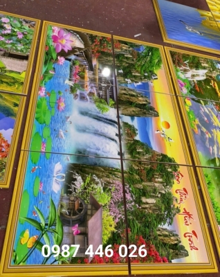 Gạch 3d ảnh thực tế tranh thác nước