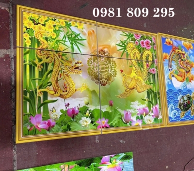 Tranh gạch 3d trang trí ốp tường rồng phượng