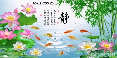 gạch tranh trang trí 3d cá chép