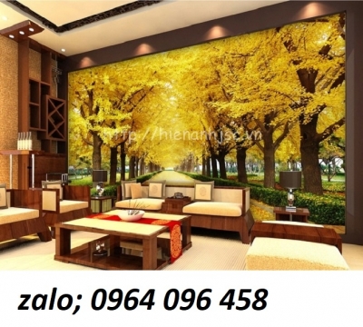 Gạch tranh 3d phong cảnh rừng cây - 076CV