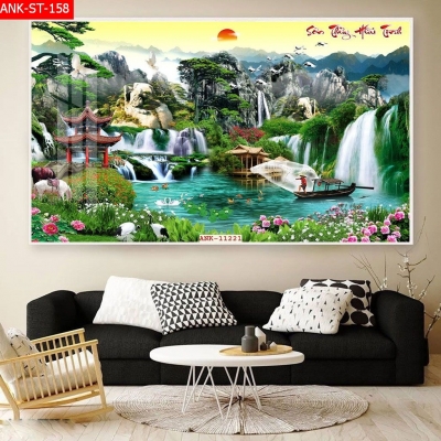 Tranh 3d phong cảnh đồng quê - gạch tranh 3d ốp tường -CBXZ33