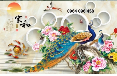 gạch tranh 3d chim công - MM54