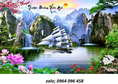 Tranh gạch 3d ốp tường phong cảnh - hong thủy - 866CV
