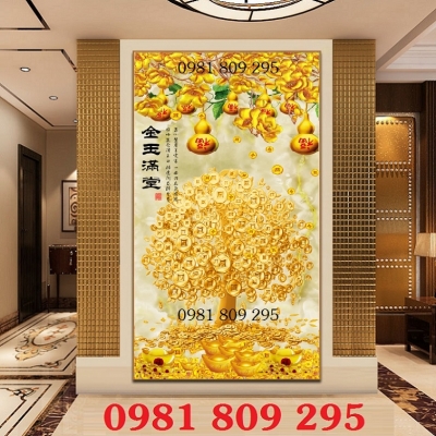 Gạch tranh cây kim tiền cao cấp