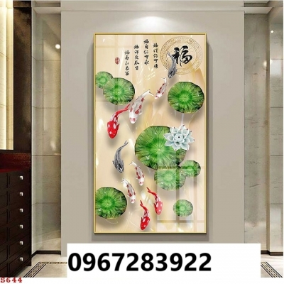 Tranh gạch trang trí cá chép hoa