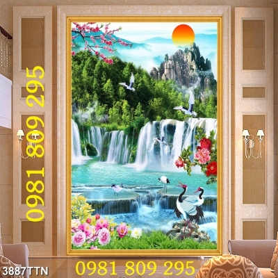 Tranh 3d phong cảnh , tranh gạch ốp hiên nhà