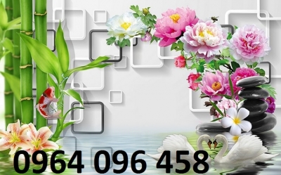 Tranh gạch 3d ốp tường hoa mẫu đơn - 2SXC63