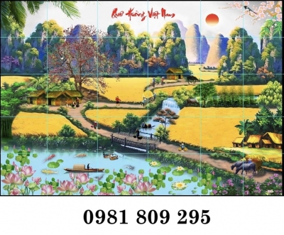 Gạch tranh 3d Làng quê Việt nam
