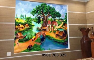 Tranh gạch đồng quê trang trí phòng