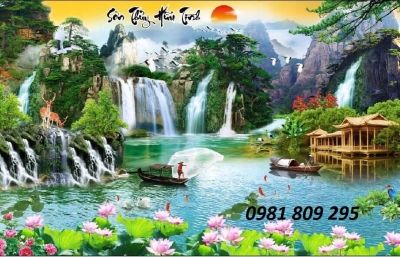 tranh 3d phong cảnh làng quê