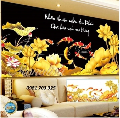 Gạch tranh cá chép-tranh gạch men ốp tường