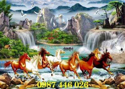 Tranh ngưa, tranh bát mã, gạch ốp tươgf