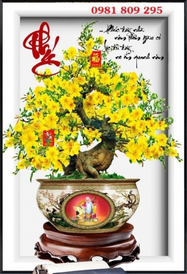 Gạch tranh hoa mai vàng, tranh gạch men HP1221