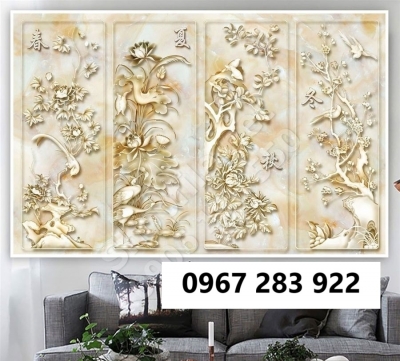 Tranh gạch tứ quý sang trọng