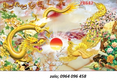 Tranh gạch 3d phong thủy rồng phượng - GHJ98