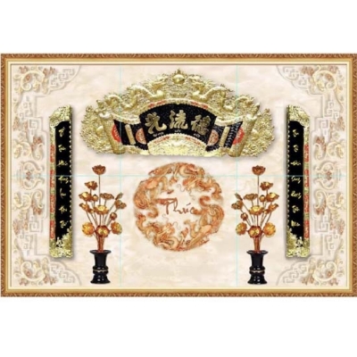 Tranh gạch 3d bàn thờ gia tiên - VXC44