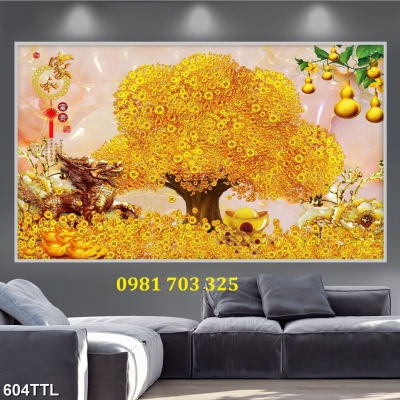 Tranh gạch 3d tài lộc trang trí