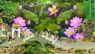 Tranh gạch 3d hoa sen