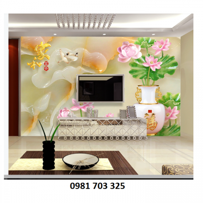 Gạch tranh hoa sen ốp tường