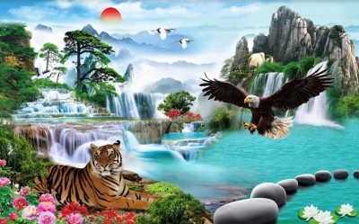 Tranh gạch 3d phong thủy phòng khách - KSXXX2