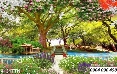 Tranh gạch 3d vườn hoa thiên nhiên - 832SM