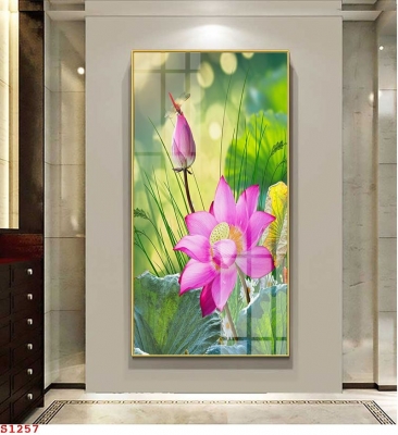 Gạch tranh 3d hoa sen trang trí