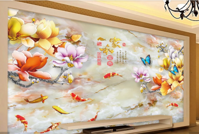 Tranh gạch 3d ốp tường sau tivi - HBV44