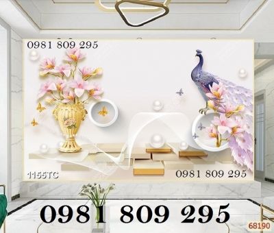 Tranh gạch 3d ốp tường chim công