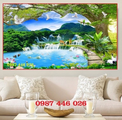 Gạch tranh ốp tường phòng khách