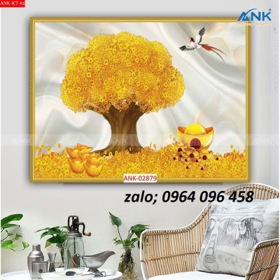 Tranh gạch 3d cây tiền vàng - KHF36