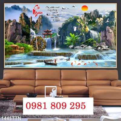 Tranh nước chảy sinh tài , gạch tranh 3d