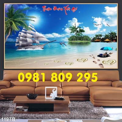 Tranh 3d thuyền buồm phong thủy