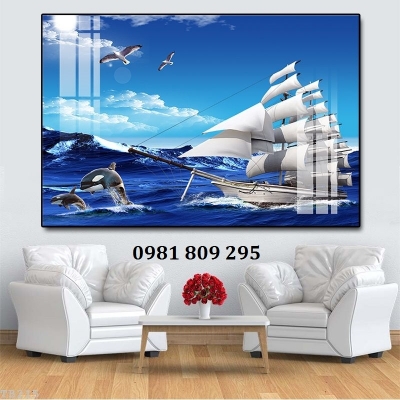 Tranh thuyền buồm - gạch ốp tường