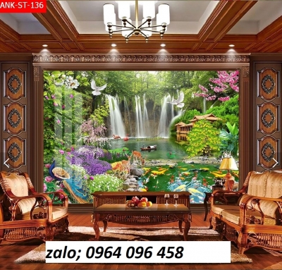 Tranh gạch 3d phong cảnh phòng khách - BVV75