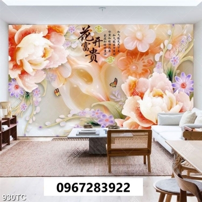 Tranh gạch trang trí 3d hoa mẫu đơn