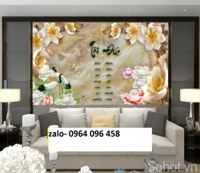 Tranh gạch 3d hoa ngọc phòng khách - UNC444