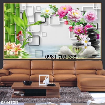 Tranh gạch 3d hoa trang trí đẹp