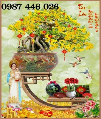 Tranh gạch hoa mai vàng 3d