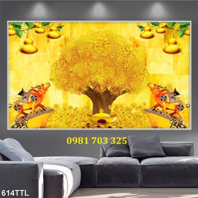 Tranh gạch 3d tài lộc trang trí