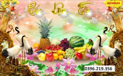 Tranh gạch 3d chim hạc đẹp