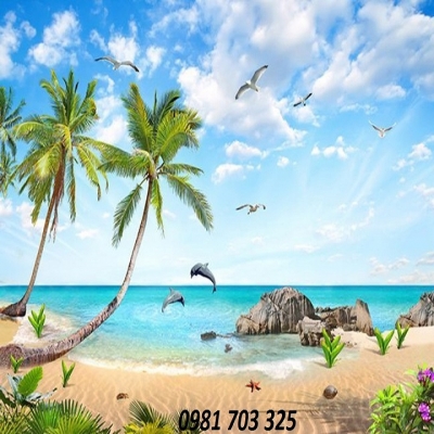 Tranh gạch 3D bãi biển đẹp
