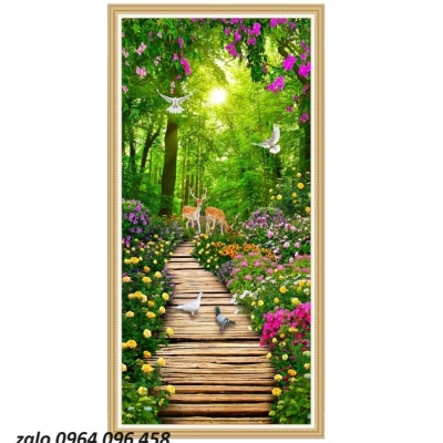 Tranh gạch 3d ốp tường khổ đứng - 743XCC