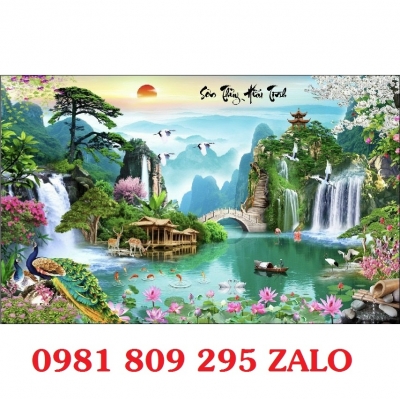 Gạch tranh , tranh ốp tường phong cảnh mặt trời